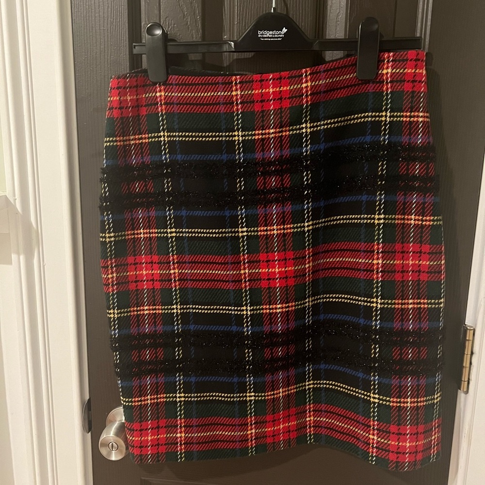 J crew holiday tartan skirt